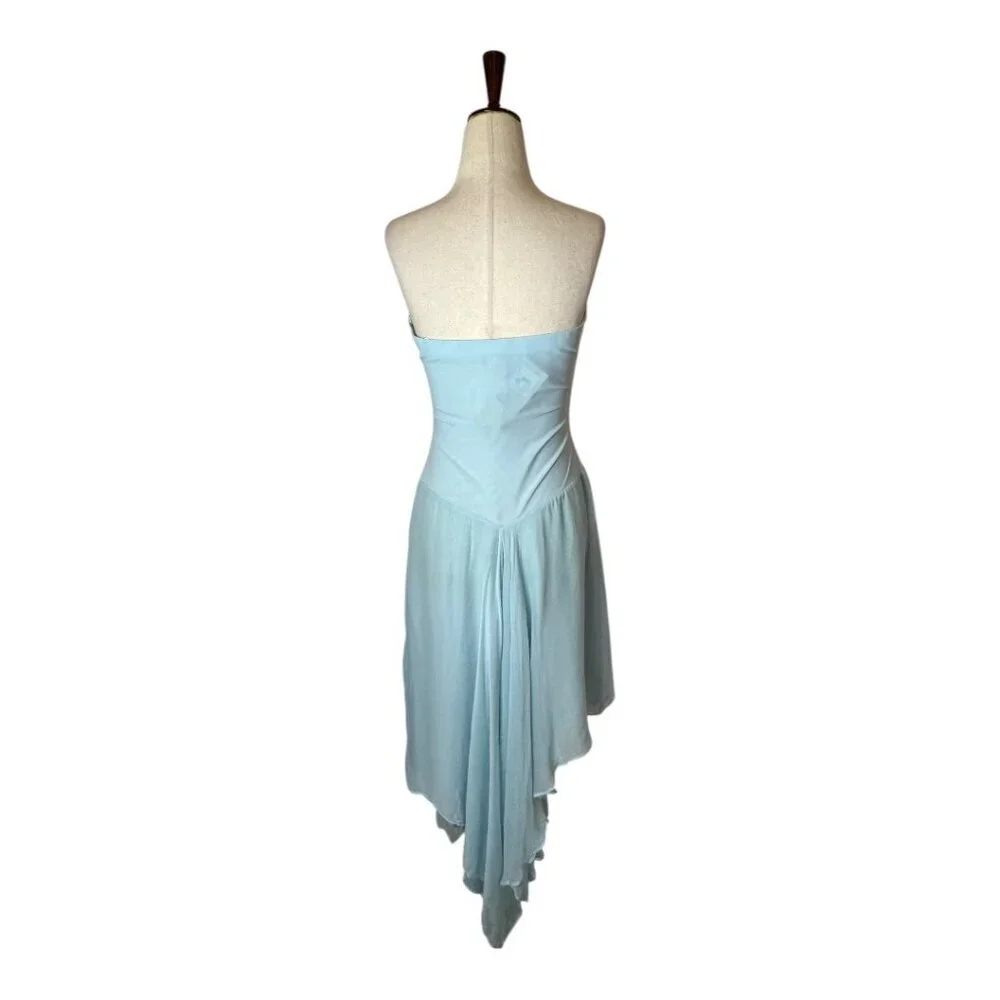 Bec+Bridge‎ Dress Women 10 Dolphin Blue  Elzette Strapless Asymmetric Midi NWT